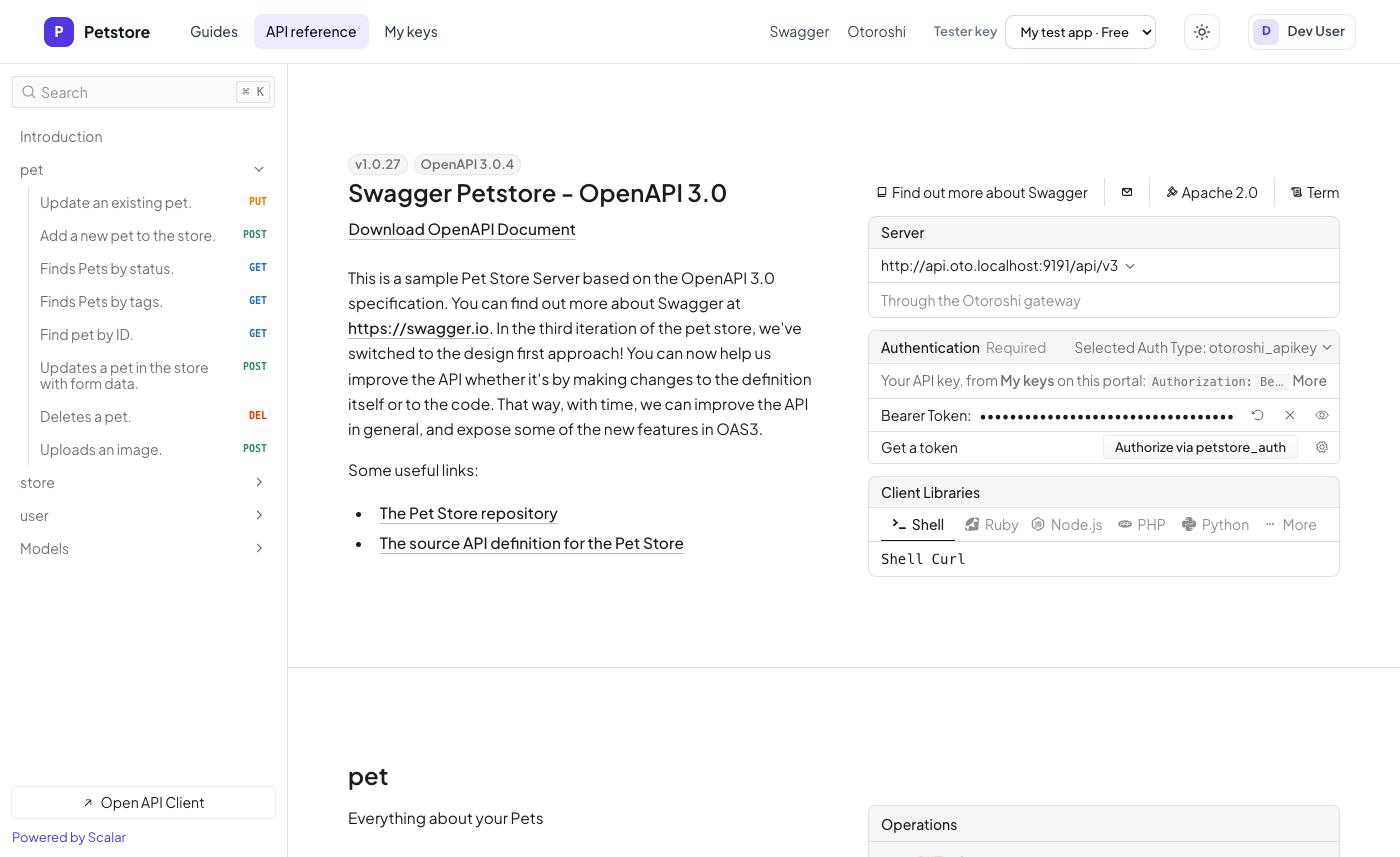 The API reference